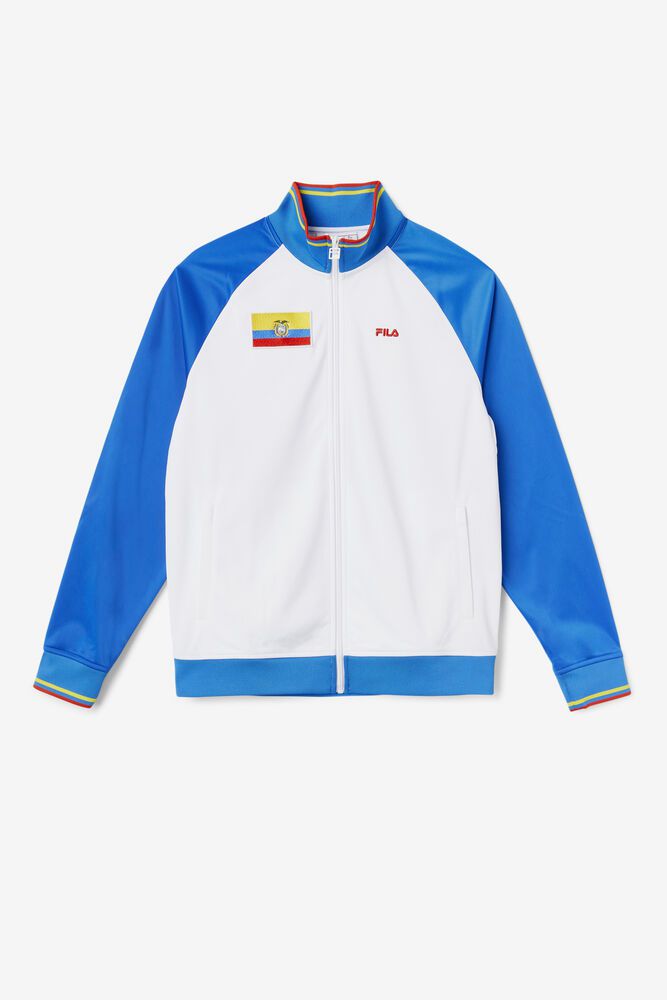 Fila Jacket Mens White/Blue Ecuador Track - Ireland 20748-XYEI